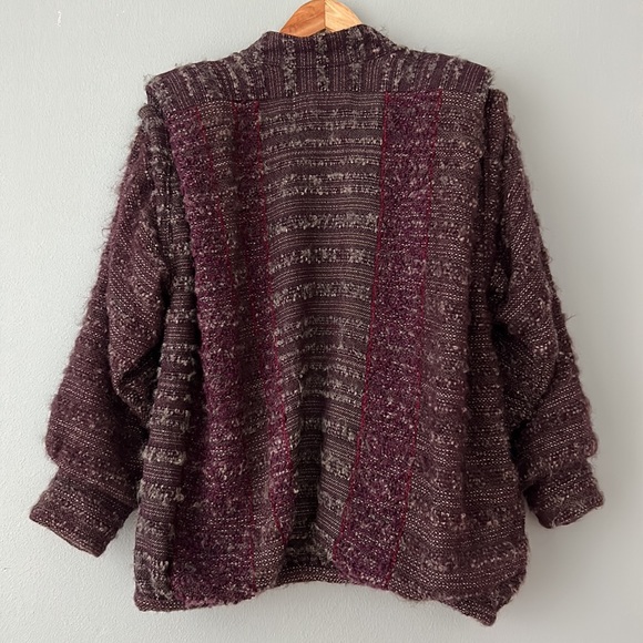 Nikos • Vintage 70s-80s Handwoven Art Knit Purple Sweater Blazer Jacket One Size - Picture 10 of 17